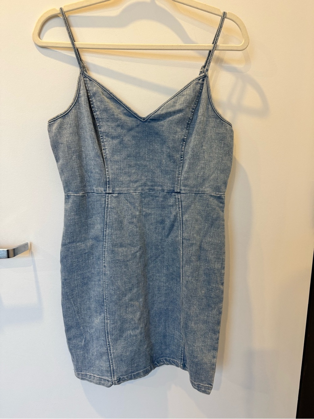 Iris NWT Denim Bodycon Mini Dress Light Acid Wash - L